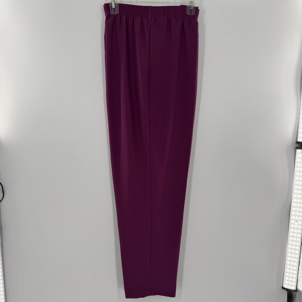 Allison Daley Womens Plum Purple Elastic Waist Straight Leg Trousers Size 16